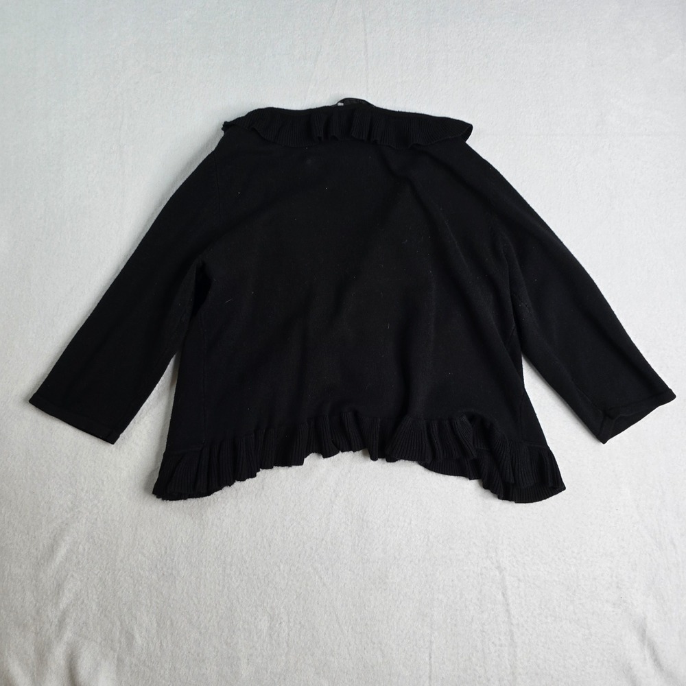89th & Madison Black Ruffle Trim Open Front Cardigan Shrug Jacket XL - Picture 4 of 9